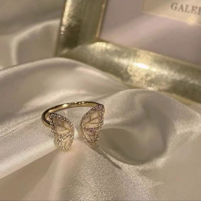 Butterfly Shell Alloy Open Ring