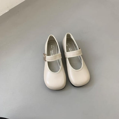 Plain Faux Leather Mary Jane Flats