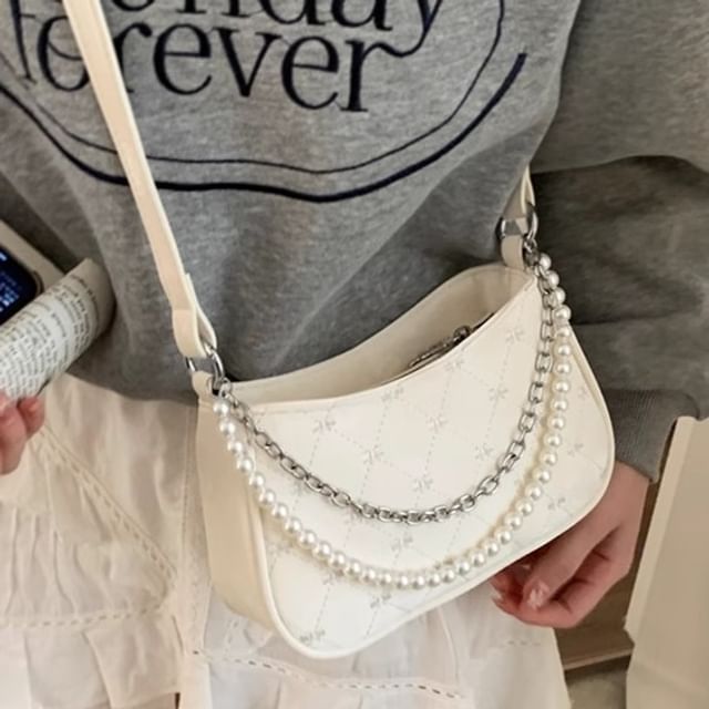 Faux Pearl Chain Shoulder Bag