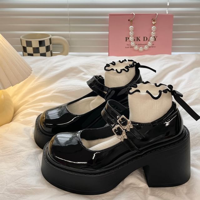 Mary-Jane-Schuhe mit Plateau und klobigem Absatz