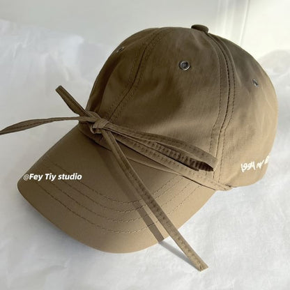 Lettering Embroidered Bow Accent Baseball Cap