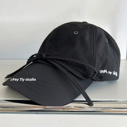 Lettering Embroidered Bow Accent Baseball Cap