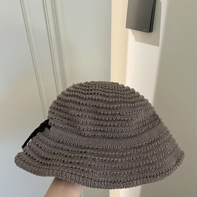 Bow Accent Woven Bucket Hat