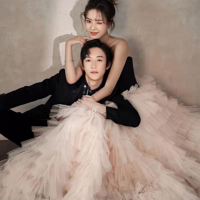 Strapless Two Tone Ruffle A-Line Ball Gown