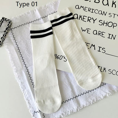 Striped Socks / Plain Socks / Contrast Trim Socks