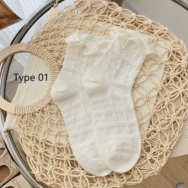 Plain Lace Trim Socks