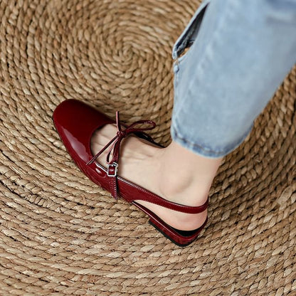 Bow Chunky Heel Slingback Sandals