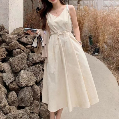 Thin Strap V-Neck Midi Sundress