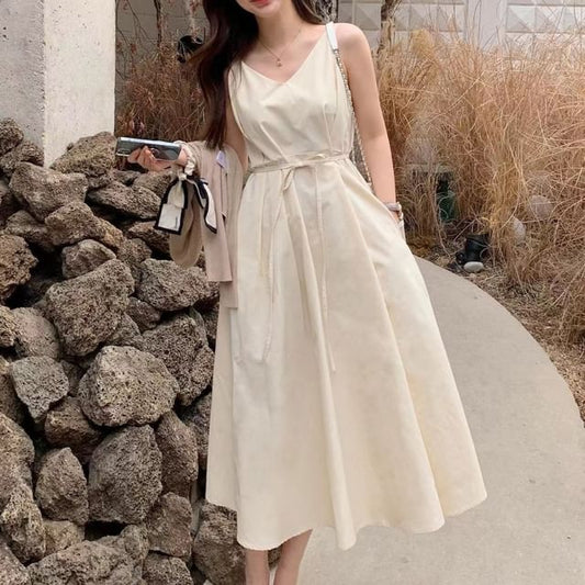 Thin Strap V-Neck Midi Sundress
