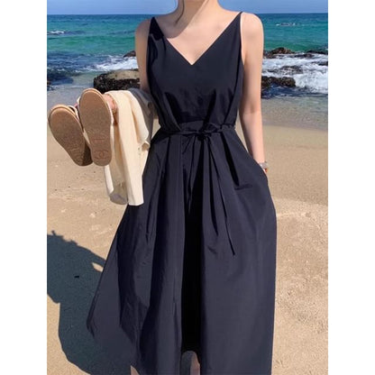 Thin Strap V-Neck Midi Sundress