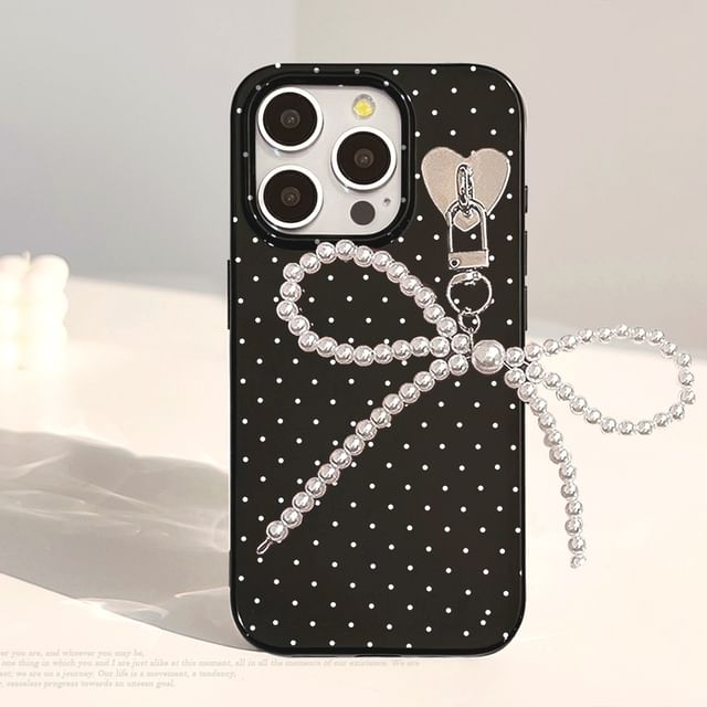 Bow Charm Dotted Phone Case
