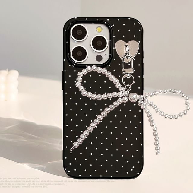Bow Charm Dotted Phone Case