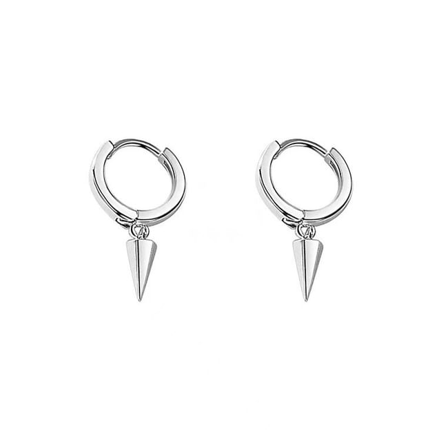 Cone Sterling Silver Drop Hoop Earring