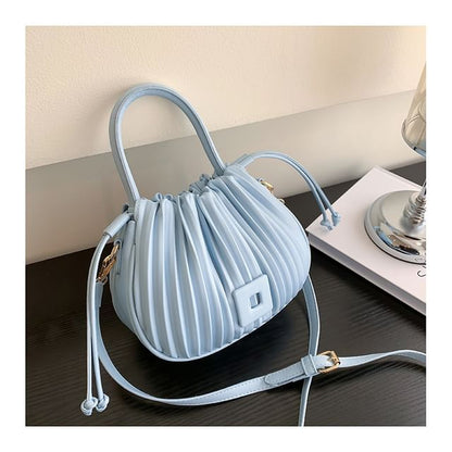 Ribbed Faux Leather Bucket Bag