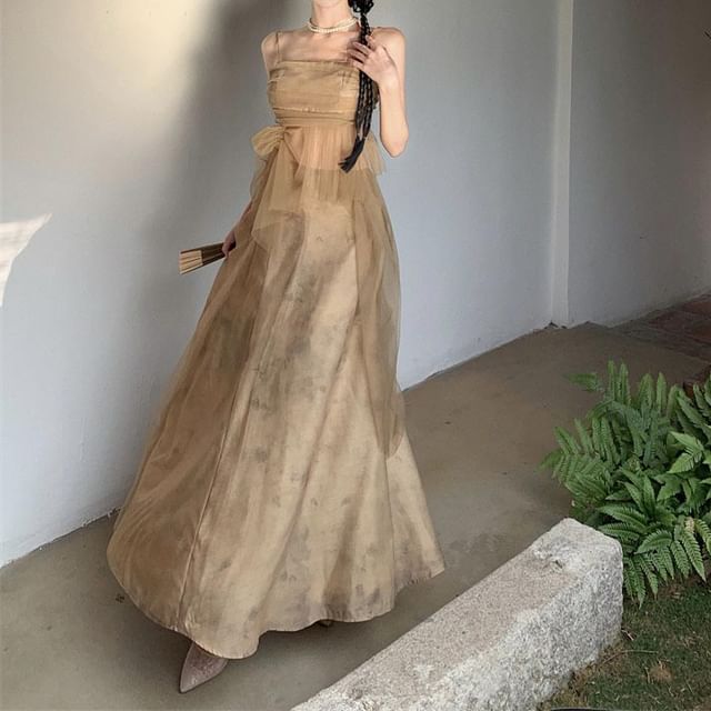 + Rise Maxi Skirt Mid Top Plain A-Line Camisole Set: Flowy