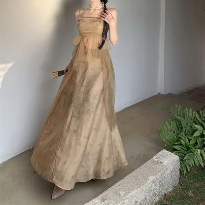 + Rise Maxi Skirt Mid Top Plain A-Line Camisole Set: Flowy