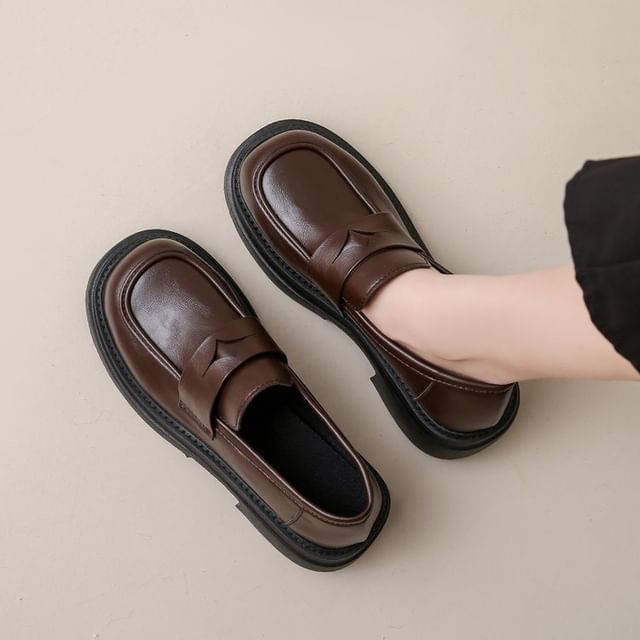 Faux Leather Platform Loafers