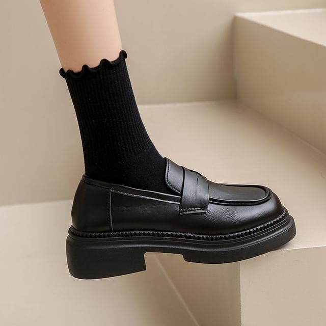 Faux Leather Platform Loafers