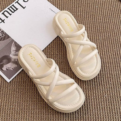 Strappy Platform Slide Sandals