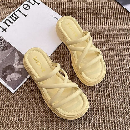 Strappy Platform Slide Sandals
