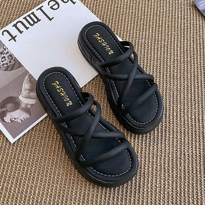 Strappy Platform Slide Sandals