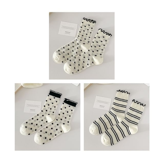 Printed Lettuce Edge Socks / Set