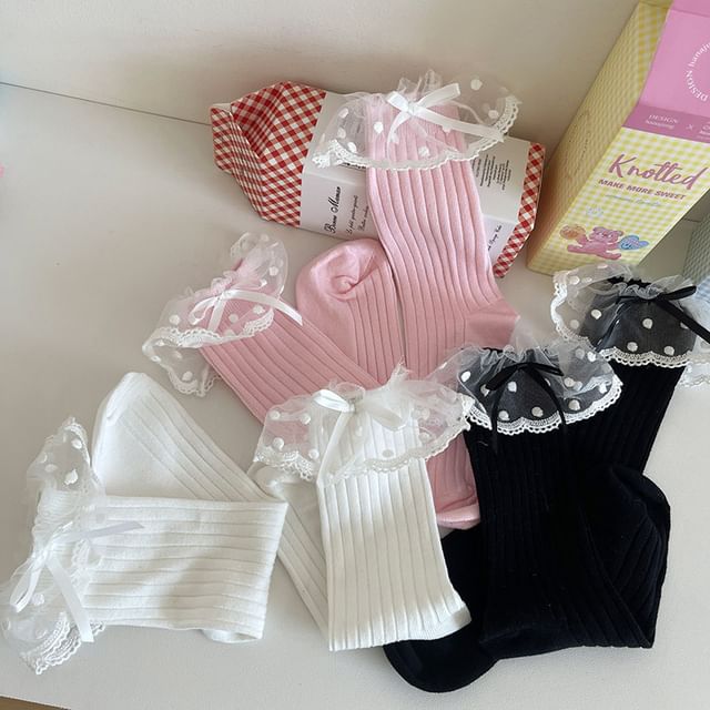 Bow Lace Trim Socks