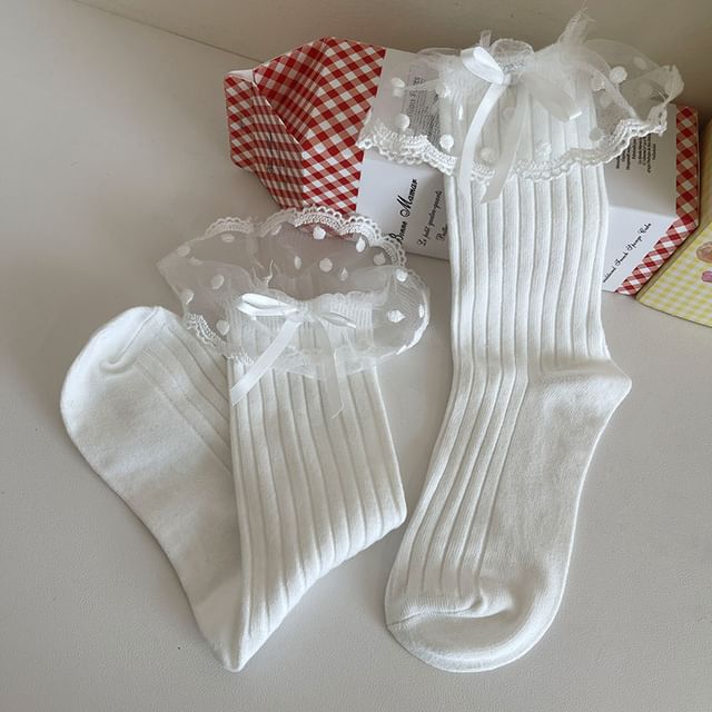 Bow Lace Trim Socks