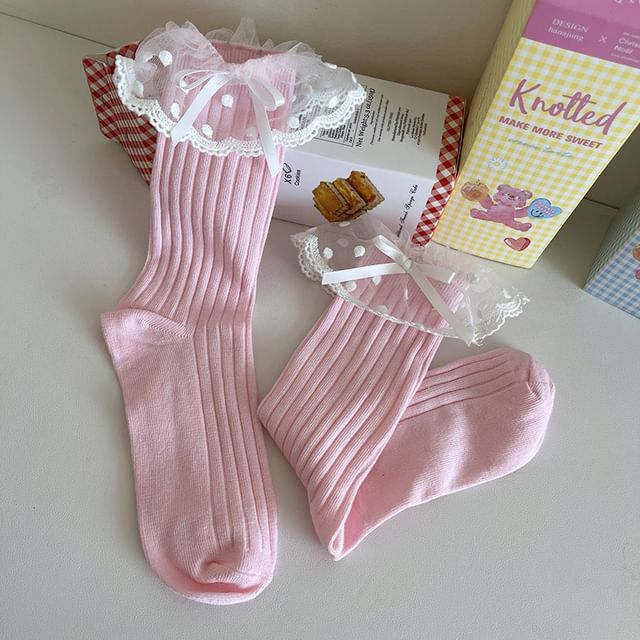 Bow Lace Trim Socks