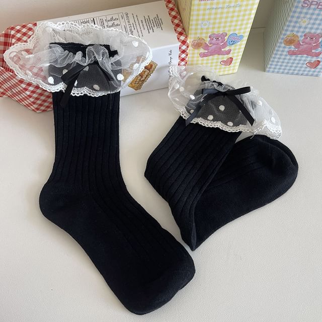 Bow Lace Trim Socks