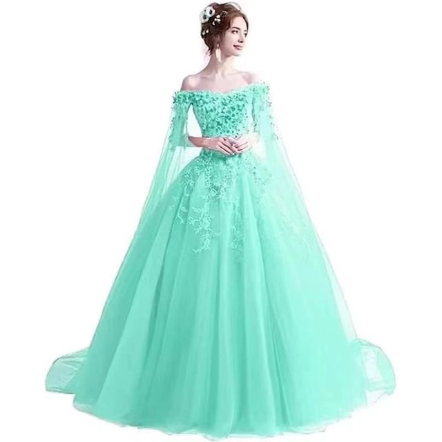 Off-Shoulder Floral A-Line Evening Gown