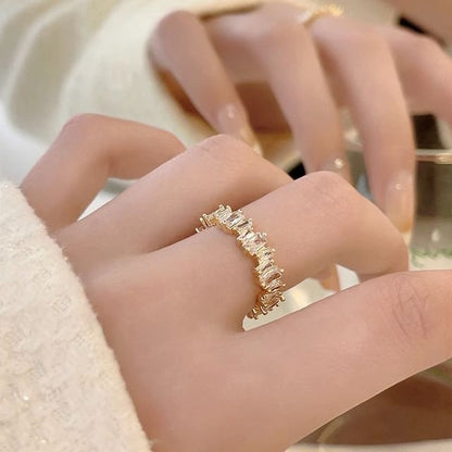 Rhinestone Alloy Open Ring
