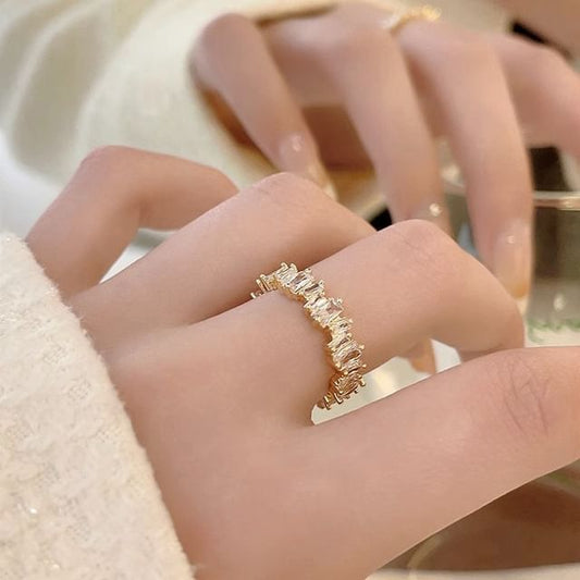 Rhinestone Alloy Open Ring