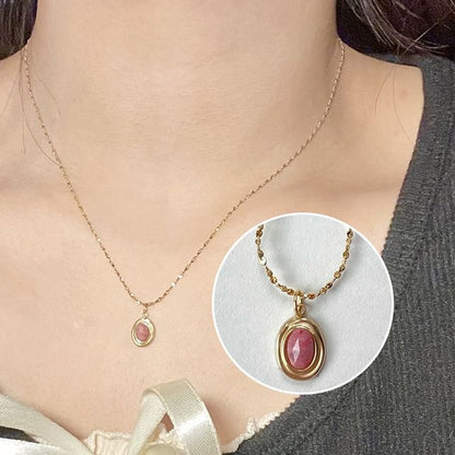 Oval Alloy Choker Pendant