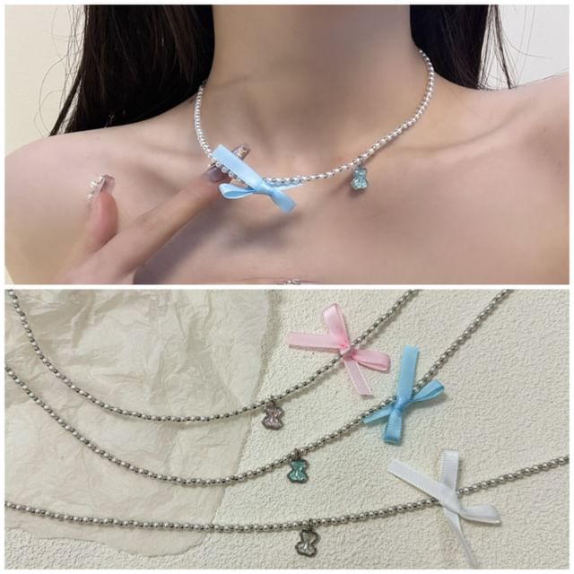 Resin Pearl Faux Choker Ribbon