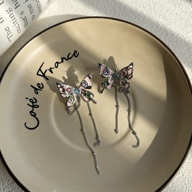 Choker Faux Leather Butterfly / Alloy Earring Threader