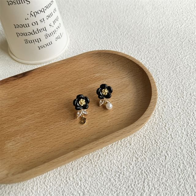 Drop Faux Earring Alloy Pearl Floral
