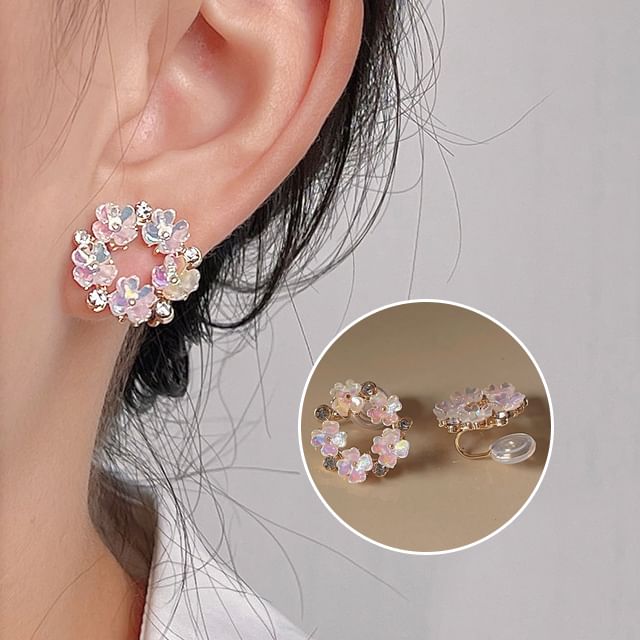 Earring Hoop Floral Alloy