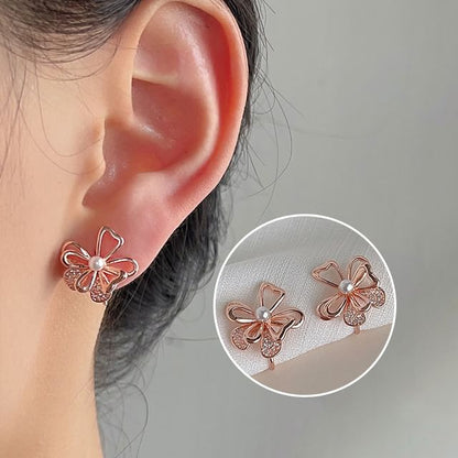 Earring Floral Pearl Alloy Faux Stud