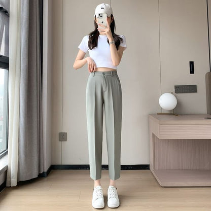 High-Rise Plain Straight Leg Suit Pants (Various Designs)