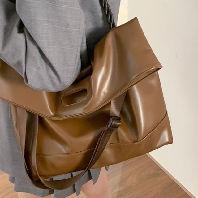 Faux Leather Flap Shoulder Bag