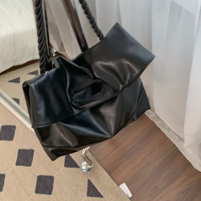 Faux Leather Flap Shoulder Bag