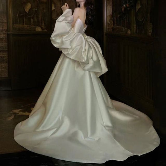 Set: Satin A-Line Ball Strapless + Gown Plain Trained Shawl Sweetheart Neckline