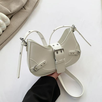 Buckled Faux Leather Crossbody Bag