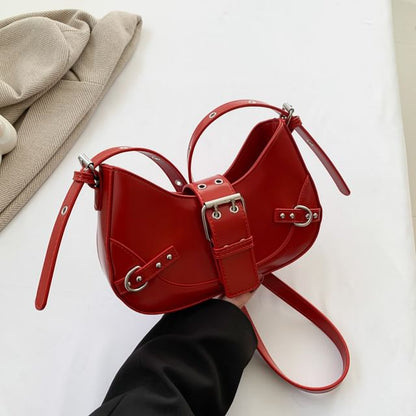 Buckled Faux Leather Crossbody Bag