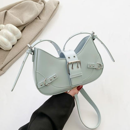 Buckled Faux Leather Crossbody Bag