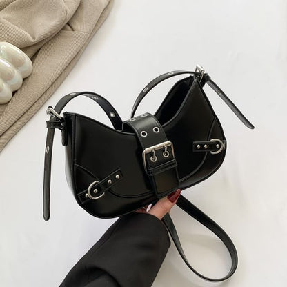 Buckled Faux Leather Crossbody Bag