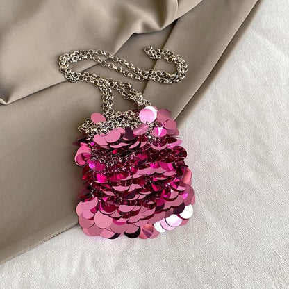 Sequin Chain Strap Crossbody Bag
