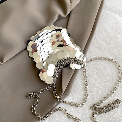 Sequin Chain Strap Crossbody Bag