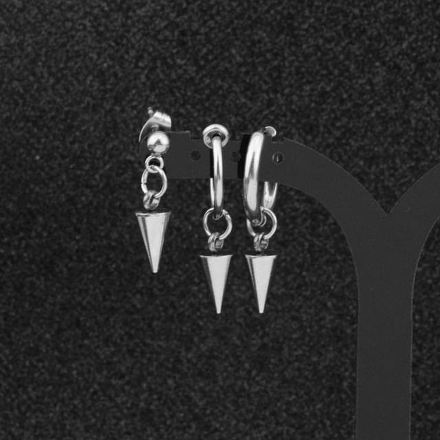 Stainless Steel Conical Dangle Earring (various designs)